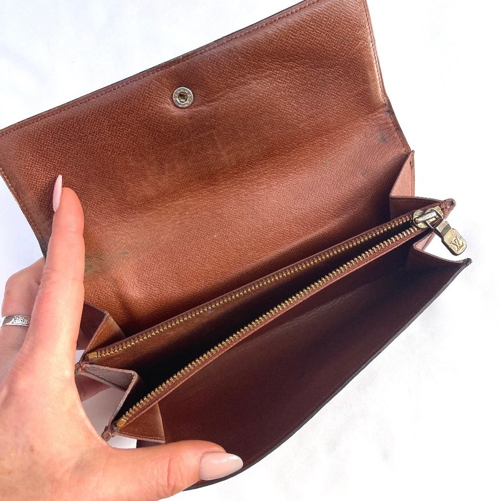 Auc Louis Vuitton Brown Mono Bi-Fold Long Wallet - Picture 9 of 15